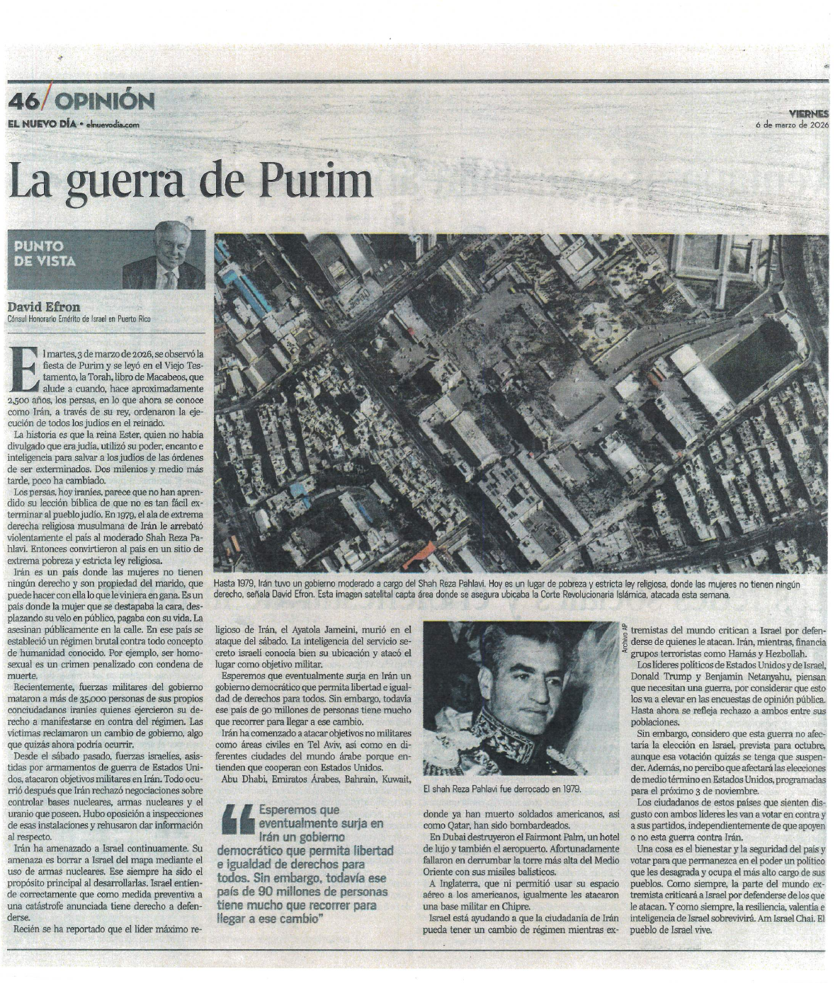 La guerra de Purim — David Efron, 6 de marzo de 2026